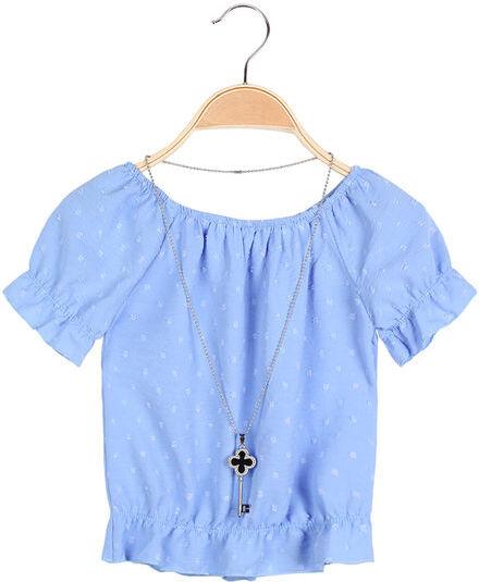 Solada Top corto da bambina con collana Tops bambina Blu taglia 14