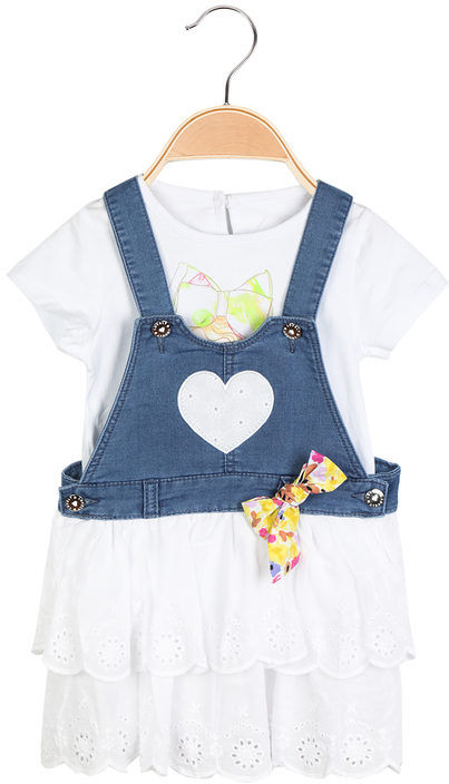 Sweet Vestitino da neonata in jeans con t-shirt Completi 0-36 M bambina Bianco taglia 12M