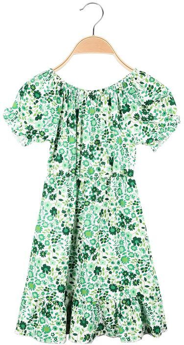 Mec Girl Vestito bimba floreale con manica a palloncino Vestiti bambina Verde taglia 10