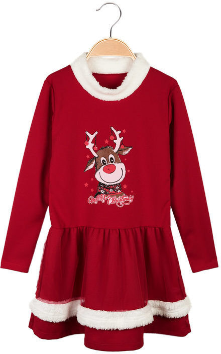 Solada Vestito di Natale bambina con tulle Vestiti bambina Rosso taglia 04