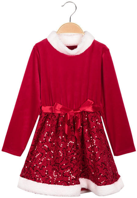 Solada Vestito di natale da bambina con paillettes Vestiti bambina Rosso taglia 02