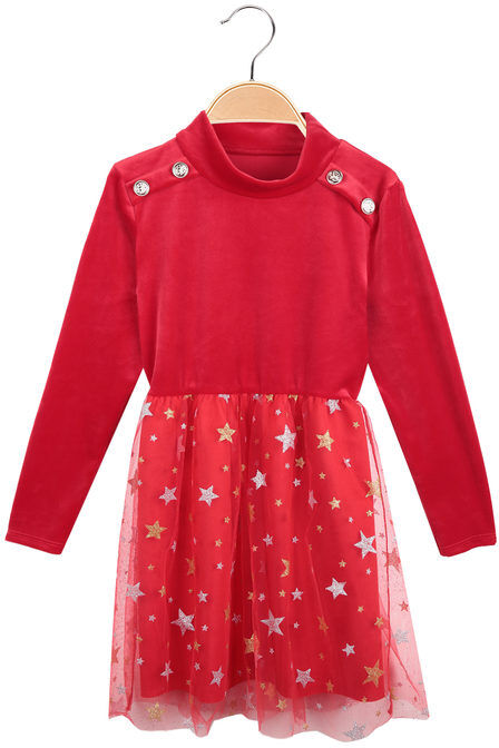 Solada Vestito elegante da bambina accollato in velluto Vestiti bambina Rosso taglia 10