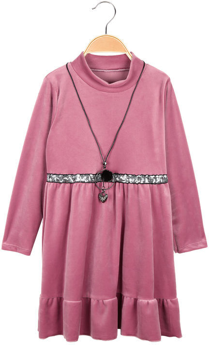 Solada Vestito in ciniglia con paillettes e collana Vestiti bambina Rosa taglia 12