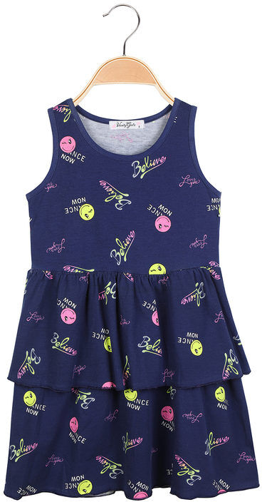 Vanity Girl's Vestito in cotone da bambina con balze Vestiti bambina Blu taglia 06