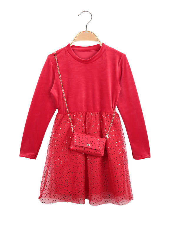Solada Vestito in velluto da bambina con borsetta Vestiti bambina Rosso taglia 12