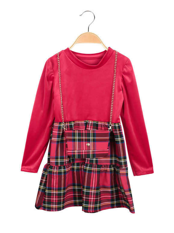 Solada Vestito scozzese da bambina con borsetta Vestiti bambina Rosso taglia 12
