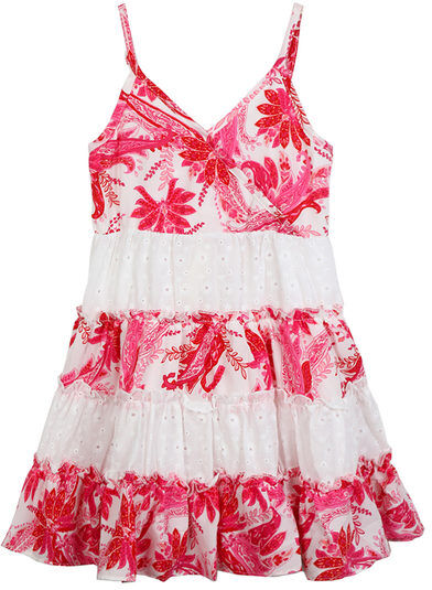 Hope Star Vestito smanicato da bambina in cotone con pizzo macramè Vestiti bambina Fucsia taglia 10