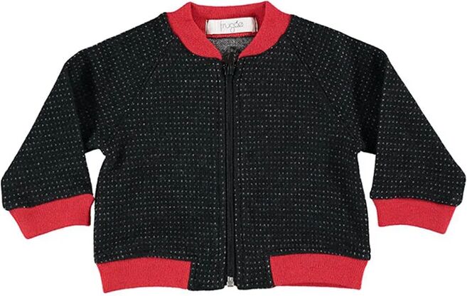 FRUGOO Cardigan nero con profili rossi