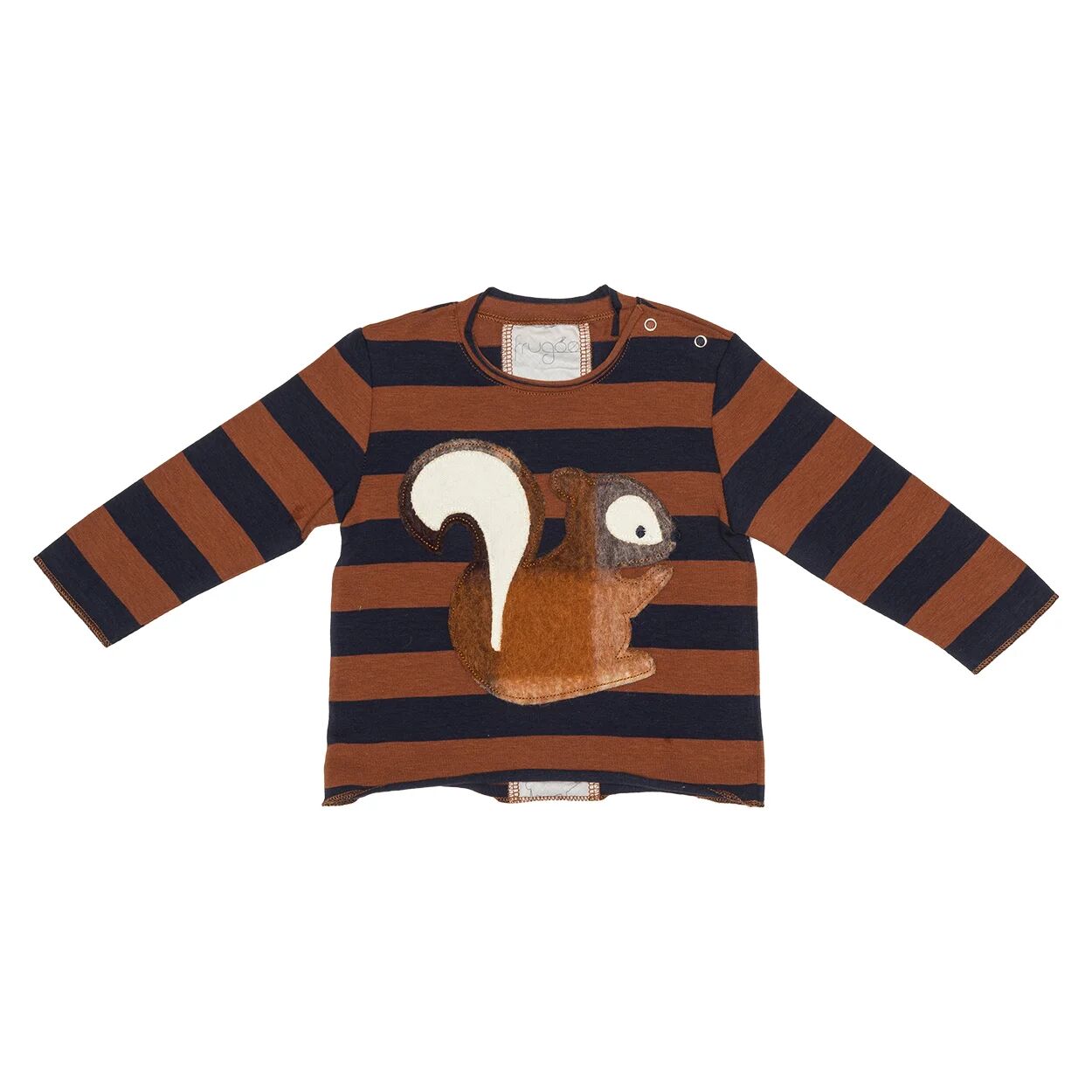 FRUGOO T-shirt a righe con scoiattolo in lana cotta