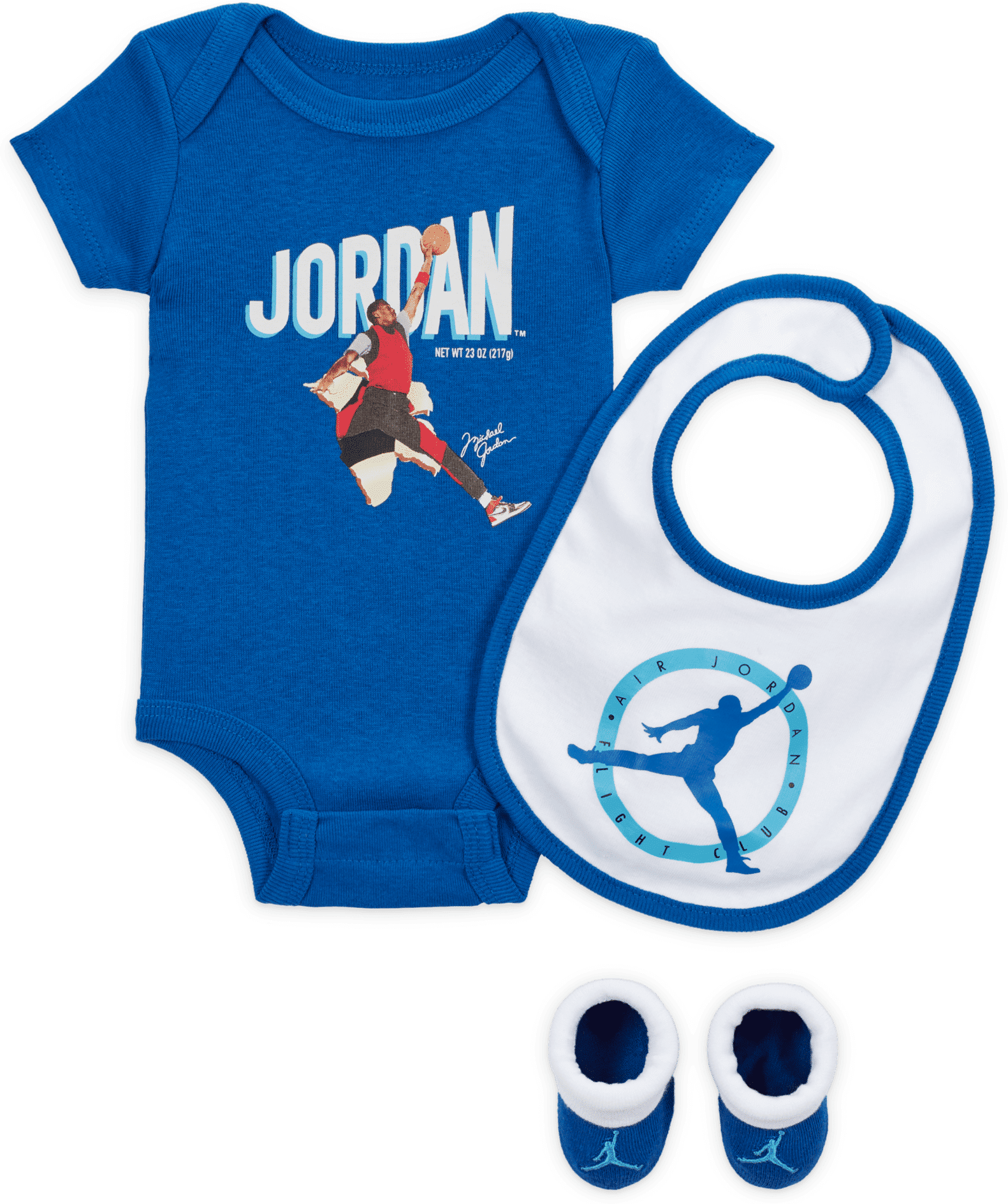 jordan set di body  mvp bodysuit box set – bebè (0-6 mesi) - blu