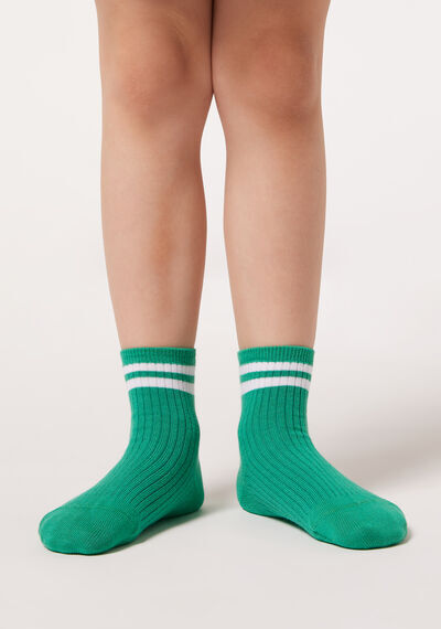 Calzedonia Calze Corte in Fantasia da Bambini Unisex Verde 29-32