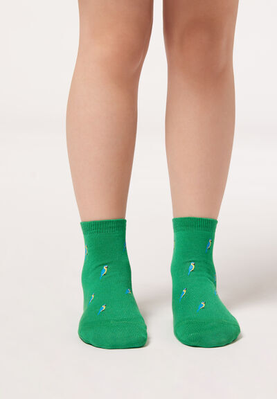 Calzedonia Calze Corte in Fantasia Animali da Bambini Unisex Verde 29-32