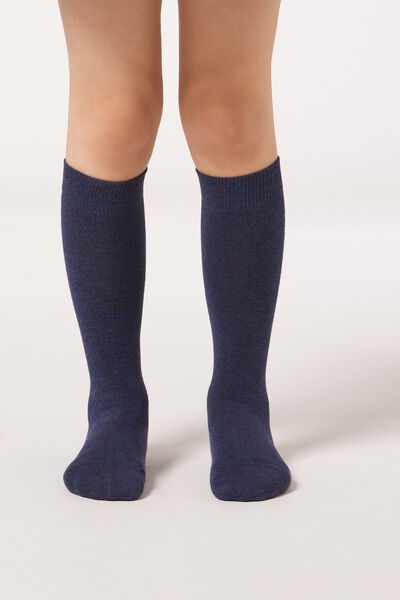 Calzedonia Calze Lunghe in Cotone da Bambini Unisex Blu 8