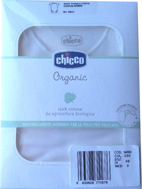 Chicco Organic Body neonati 100% cotone mesi 9 colore bianco manica corta (1 pz)