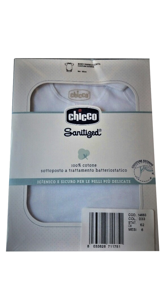 Chicco Sanitized Body neonati 100% cotone mesi 6 colore bianco manica corta (1 pz)