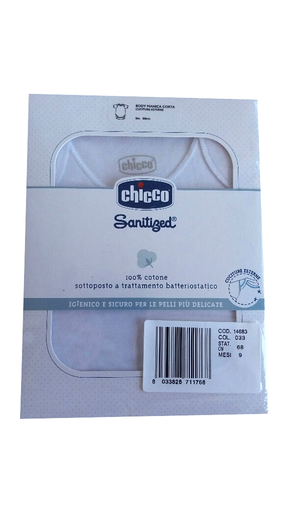 Chicco Sanitized Body neonati 100% cotone mesi 9 colore bianco manica corta (1 pz)