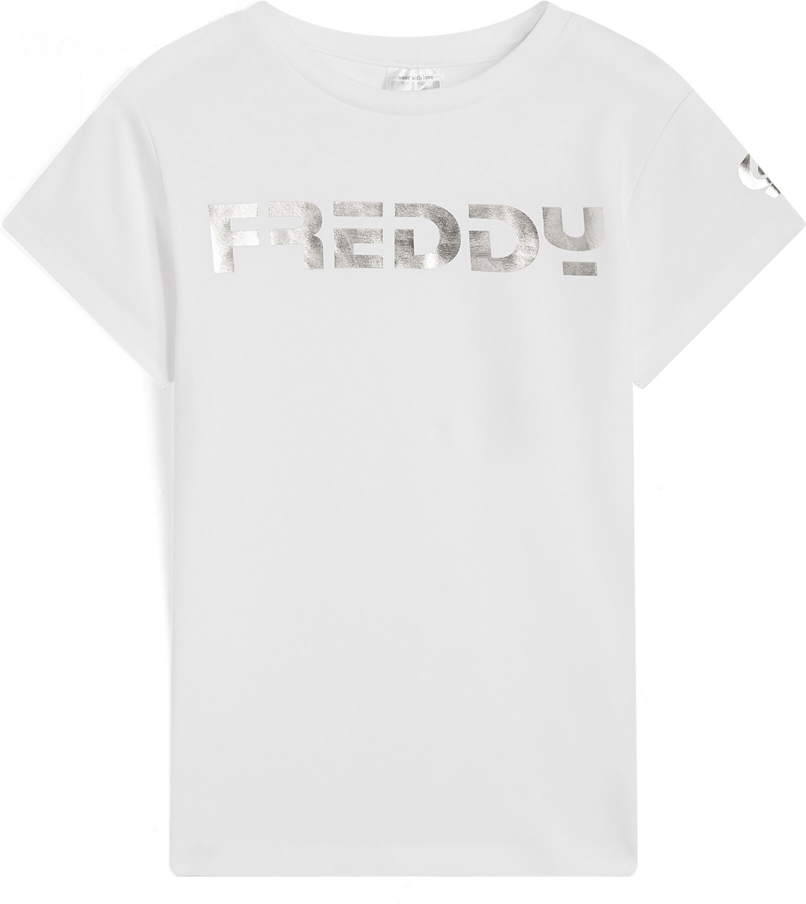 Freddy T-shirt bambina manica corta con maxi logo a contrasto Bianco-Argento Junior 4 Anni