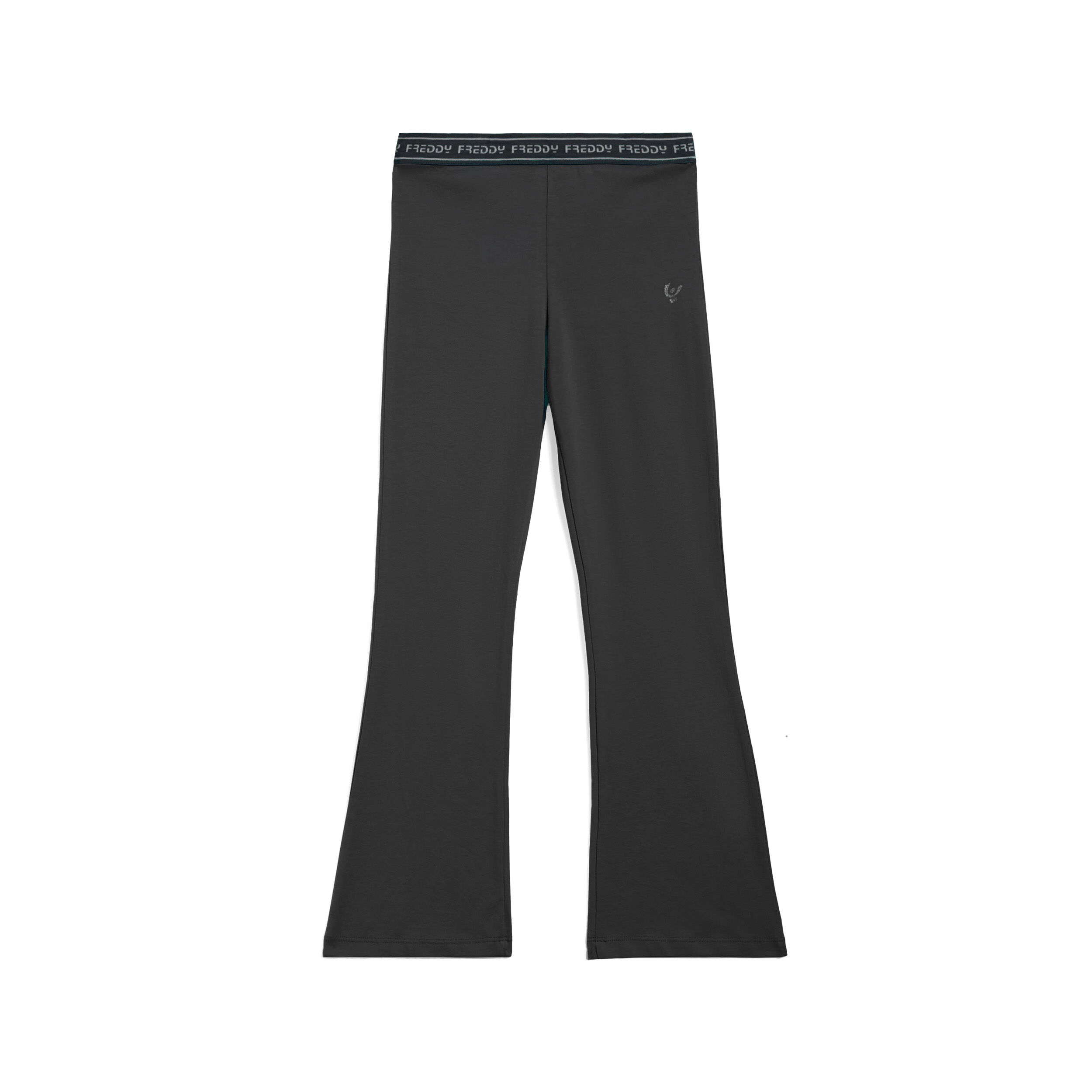 Freddy Pantaloni flare da bambina in jersey con cintura logata Nero Junior 6 Anni