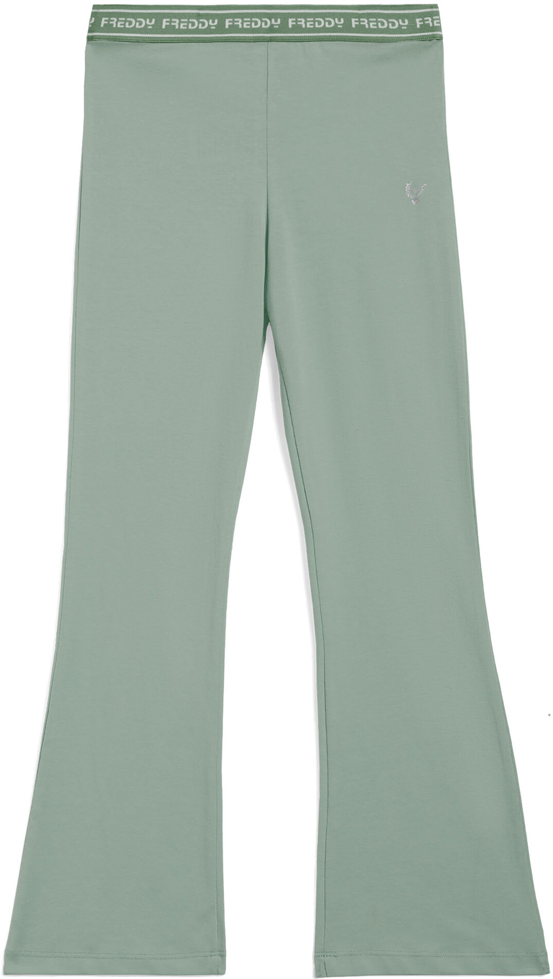 Freddy Pantaloni flare da bambina in jersey con cintura logata Verde Militare Junior 6 Anni