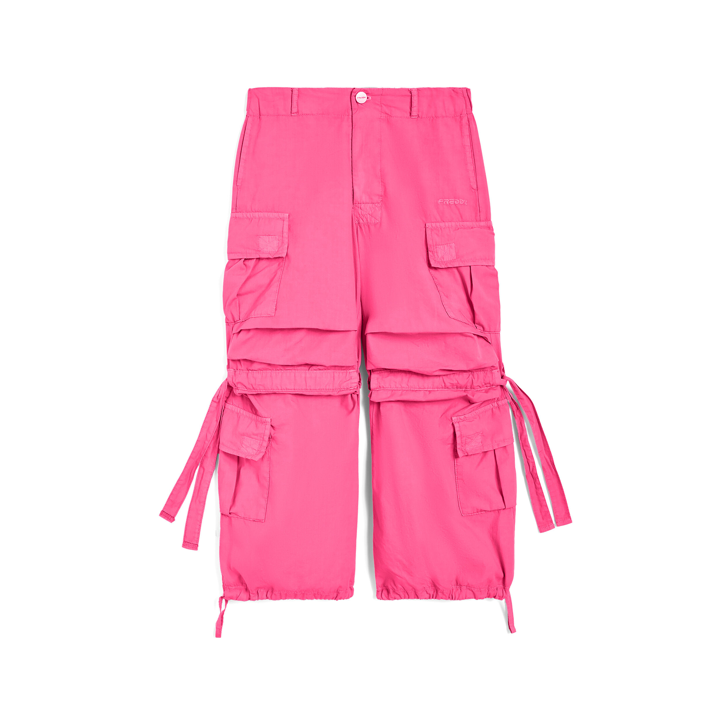 Freddy Pantaloni cargo da bambina in cotone tinto capo Fuxia Junior 4 Anni