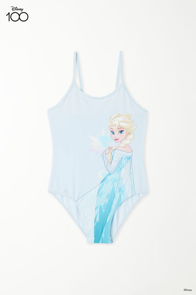 Tezenis Costume Intero Disney Frozen Bimba Bambina Azzurro Tamaño 4-5