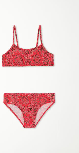 Tezenis Bikini Brassiere con Slip Stampa Bandana Rossa Bimba Bambina Rosso Tamaño 12-13