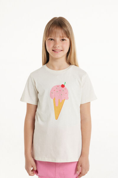 Tezenis T-Shirt Girocollo in Cotone con Stampa Bambina Stampa Tamaño 4-5