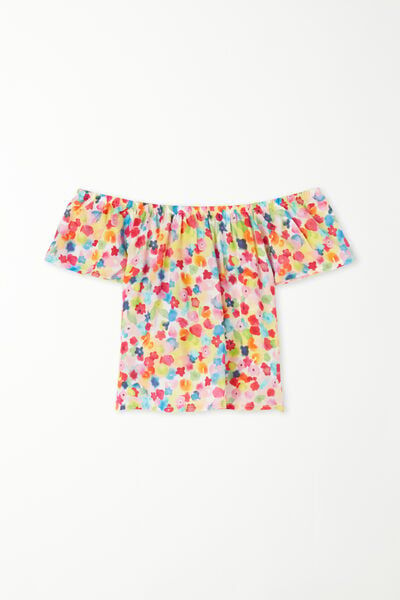 Tezenis Top in Tela Viscosa con Balza Bimba Bambina Floreale Tamaño 6-7