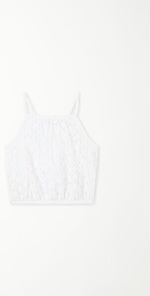 Tezenis Top Canotta Spalline Sottili in Pizzo Bimba Bambina Bianco Tamaño 8-9