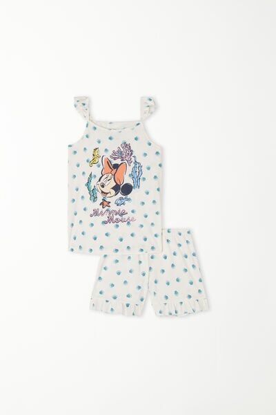 Tezenis Pigiama Corto in Cotone Stampa Disney Minnie Bimba Bambina Bianco Tamaño 6-7