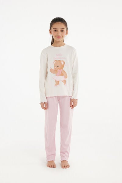 Tezenis Pigiama Lungo Bimba Cotone Pesante Stampa Ballerina Bambina Avorio Tamaño 12-13