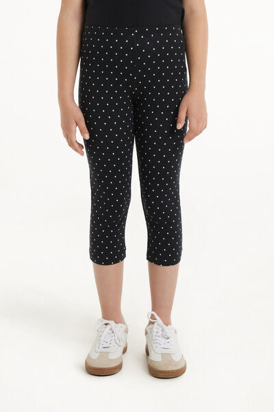 Tezenis Leggings Capri in Cotone Stampato Bambina Nero Tamaño 6-7