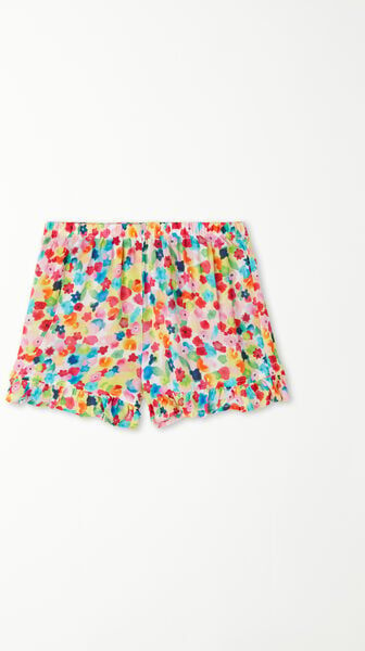 Tezenis Short in Tela di Viscosa con Balza Bambina Floreale Tamaño 4-5