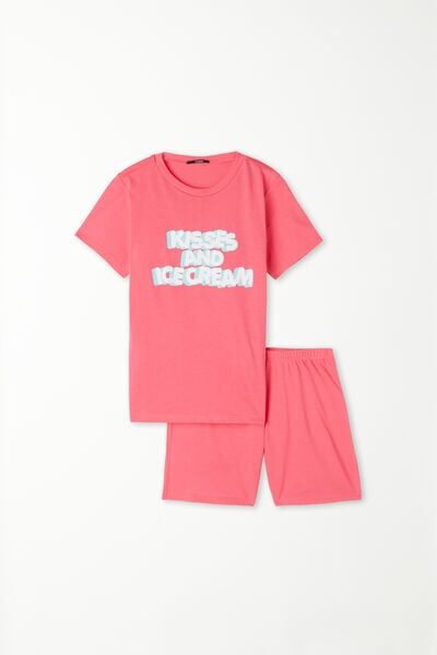 Tezenis Completo T-Shirt e Short in Cotone con Stampa Bimba Bambina Rosa Tamaño 12-13