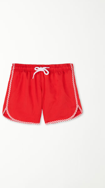 Tezenis Costume Boxer Corto Piping Riciclato Bimbo Bambino Rosso Tamaño 6-7