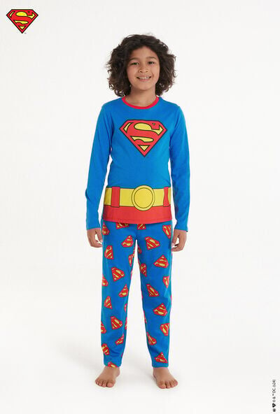 Tezenis Pigiama Lungo in Cotone con Stampa Superman Bimbo Bambino Blu Tamaño 10-11