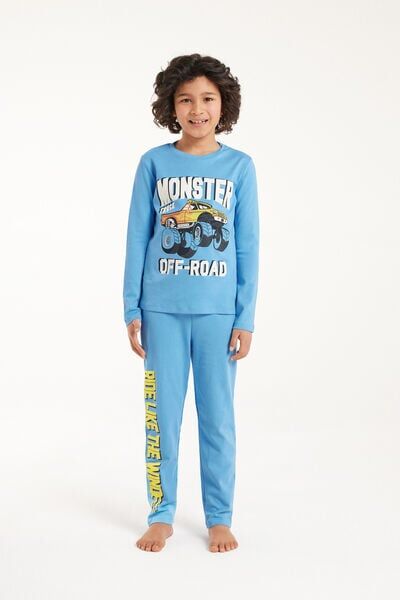 Tezenis Pigiama Lungo Bimbo Cotone Pesante Stampa "Monster" Bambino Blu Tamaño 2-3