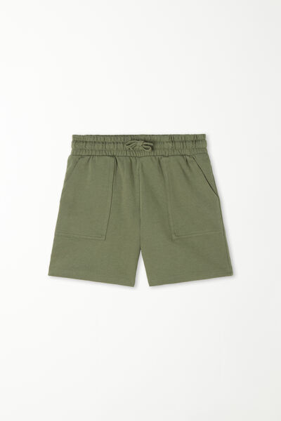 Tezenis Pantaloncini Corti in Felpa di Cotone con Tasche Bimbo Bambino Verde Tamaño 10-11