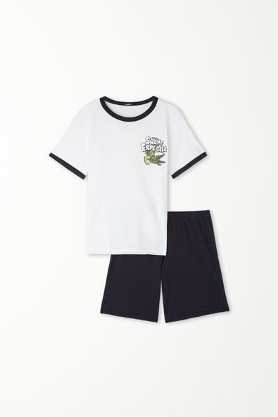 Tezenis Completo T-Shirt e Short in Cotone con Stampa Bimbo Bambino Bianco Tamaño 6-7