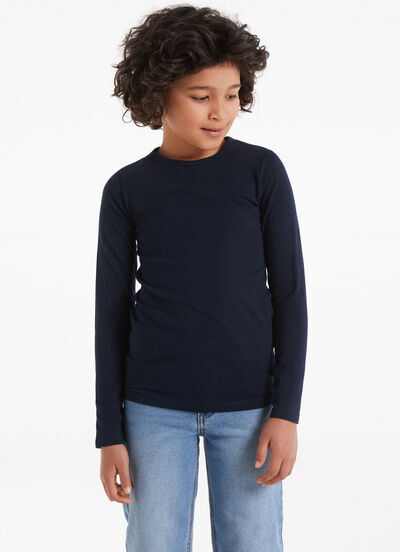 Tezenis Maglia Manica Lunga Girocollo in Cotone Termico Bimbi Unisex Unisex Blu Tamaño 4-5