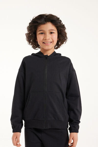 Tezenis Felpa con Zip e Cappuccio Basic Bimbi Unisex Unisex Nero Tamaño 4-5