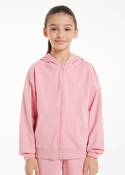 Tezenis Felpa con Zip e Cappuccio Basic Bimbi Unisex Unisex Rosa Tamaño 12-13