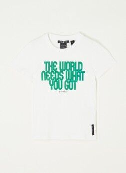 NIK&NIK; The World T-shirt met print - Gebroken wit