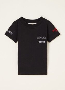 In Gold We Trust T-shirt van biologisch katoen met logoborduring - Zwart