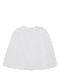 MANGO Ivone blouse met strass en plooidetail - Wit
