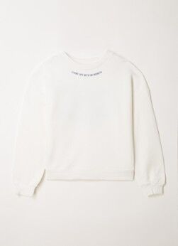 MANGO Regret sweater met print - Gebroken wit