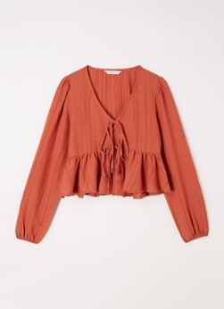 MANGO Flopy cropped tuniek met volant - Oranjebruin