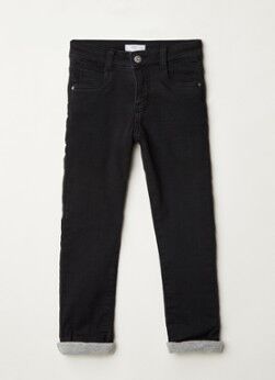 MANGO Dudes comfy slim fit jeans met jersey voering - Zwart