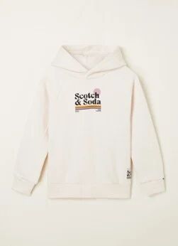 Scotch & Soda Hoodie met logoprint - Creme