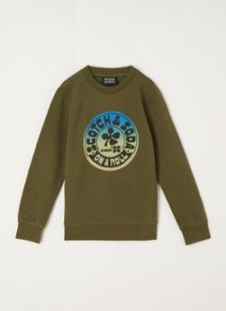 Scotch & Soda Sweater van biologisch katoen met print - Mosgroen